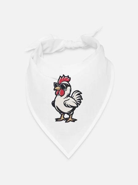 Huhn Comic Cool - Bandana Dreieckstuch - Weiß