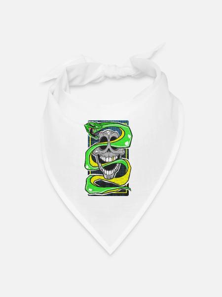 Skull & Snake Neon Edition - Bandana Dreieckstuch - Weiß