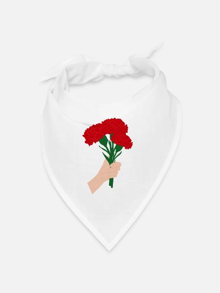 Für Sie - Rote Nelkenblüte3 - Bandana Dreieckstuch - Weiß