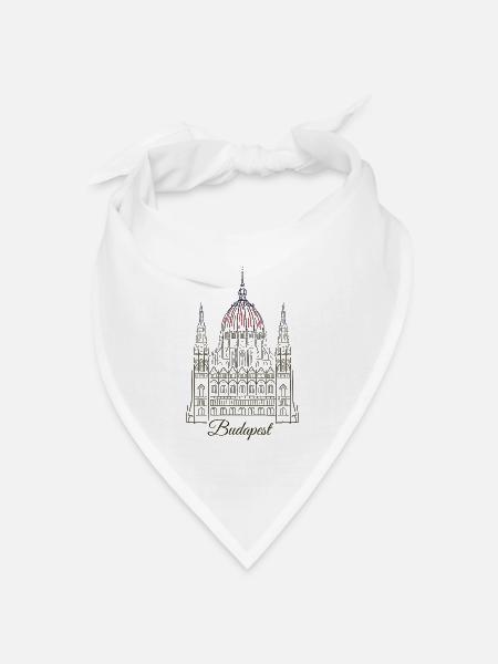 Budapest, Handzeichnung Parlamentsgebäude, Ungarn - Bandana Dreieckstuch - Weiß