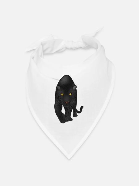 Midnight Panther, Raubkatze - Bandana Dreieckstuch - Weiß