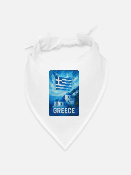 Griechenland - Blaues Paradies - Bandana Dreieckstuch - Weiß