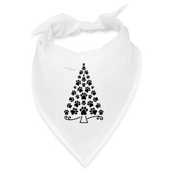 Weihnachtsbaum Pfote Hund Katze Pfoten Christbaum - Bandana Dreieckstuch - Weiß - Vorne