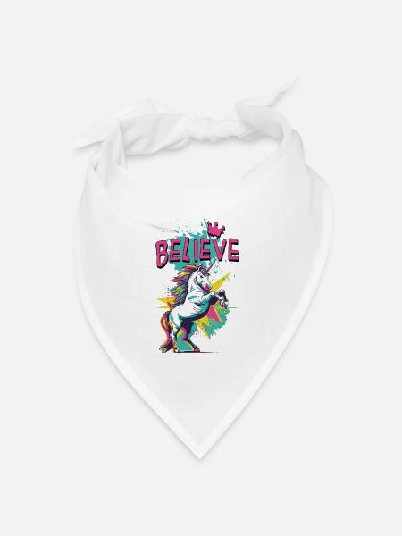 Einhorn Glaube Vintage Retro Bunt Modern Trend - Bandana Dreieckstuch - Weiß