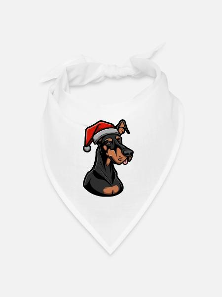 Dobermann Hund Weihnachten - Bandana Dreieckstuch - Weiß