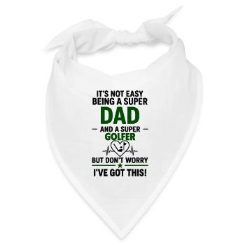 Herz + Golf – Super Papa Golfspieler - Bandana Dreieckstuch - Weiß - Vorne
