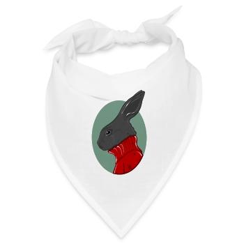 Hase mit rotem Pullover - Bandana Dreieckstuch - Weiß - Vorne