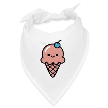 Kawaii Eiswaffel Gesicht Icon - Bandana Dreieckstuch - Weiß - Vorne