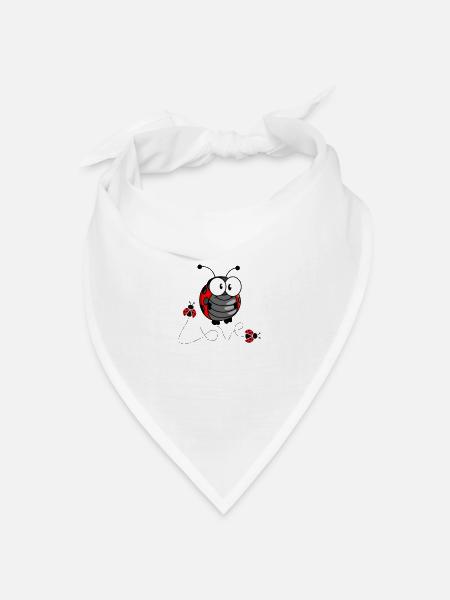 Marienkäfer Love - Bringe Glück in dein Leben! - Bandana Dreieckstuch - Weiß