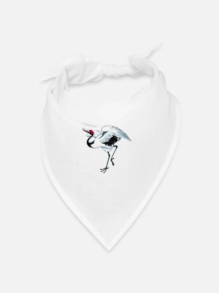 Kranich - Bandana Dreieckstuch - Weiß