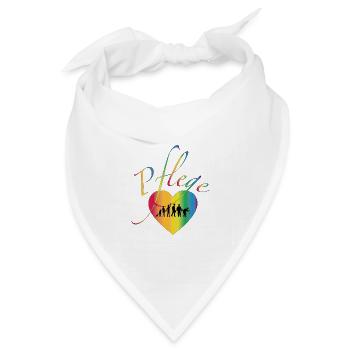 Pflege mit Herz Krankenhaus Pflegeheim Evolution - Bandana Dreieckstuch - Weiß - Vorne