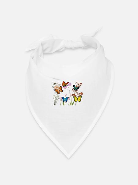 Blumen - Bandana Dreieckstuch - Weiß