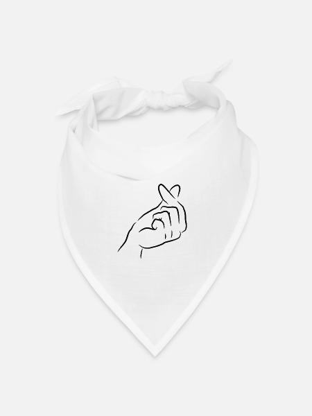 Finger Herz Koreanisch K Pop - Bandana Dreieckstuch - Weiß