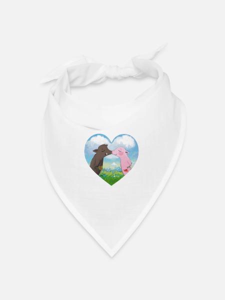 Rosalie und Trüffel - Schweine Liebe im Herz - Bandana Dreieckstuch - Weiß