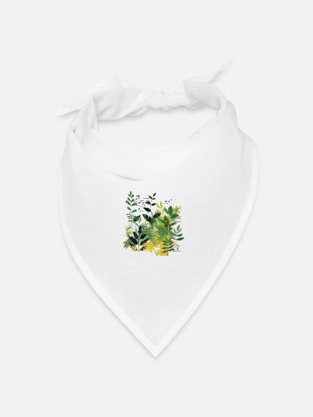 Pflanzen und Musik - hochwertiger Modedruck - Bandana Dreieckstuch - Weiß