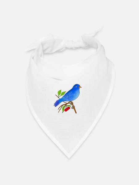 Blauer Vogel - Bandana Dreieckstuch - Weiß