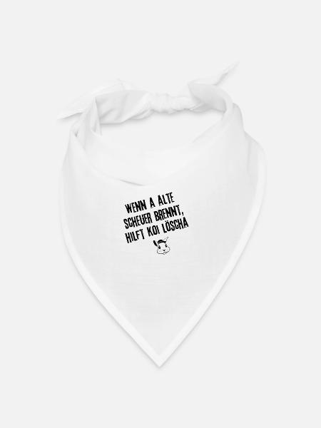 Brennende Scheuer | Redewendung - Bandana Dreieckstuch - Weiß