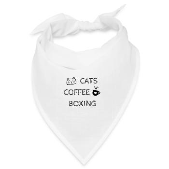 Katzen. Kaffee. Boxen - Bandana Dreieckstuch - Weiß - Vorne