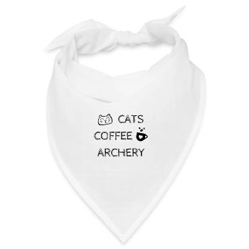 Katzen. Kaffee. Bogenschießen - Bandana Dreieckstuch - Weiß - Vorne