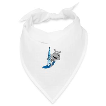 NILPFERD - HIPPO - FLUSSPFERD - WINDSURFER - TIER - Bandana Dreieckstuch - Weiß - Vorne