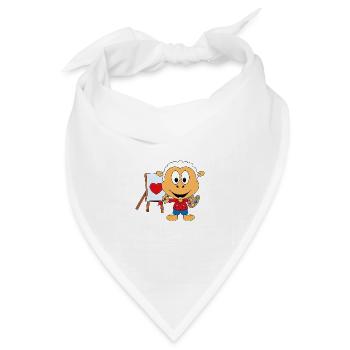 SCHAF - KÜNSTLER - KUNST - LIEBE - TIER - Bandana Dreieckstuch - Weiß - Vorne