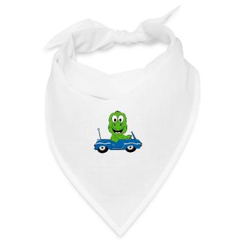 AUTO - DINOSAURIER - TIER - KIND - BABY - Bandana Dreieckstuch - Weiß - Vorne
