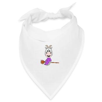 ZIEGE - HEXE - HEXENBESEN - TIER - KIND - BABY - Bandana Dreieckstuch - Weiß - Vorne