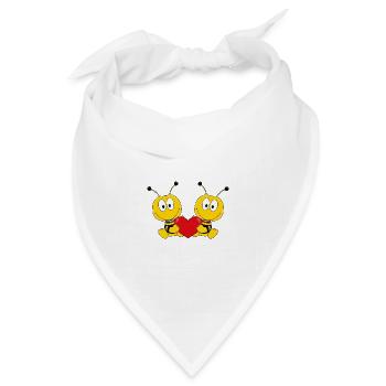 BIENEN - BINE - HERZ - LIEBE - VERLIEBT - TIERISCH - Bandana Dreieckstuch - Weiß - Vorne