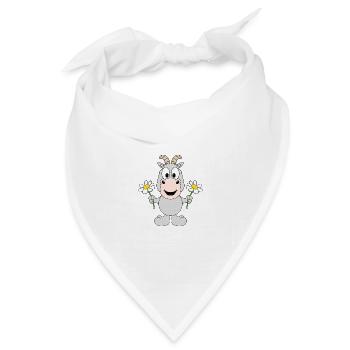 ZIEGE - BLUMEN - TIER - LIEBE - KINDER - BABY - Bandana Dreieckstuch - Weiß - Vorne