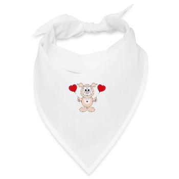 LUFTBALLONS - LIEBE - LAMA - ALPAKA - TIERISCH - Bandana Dreieckstuch - Weiß - Vorne