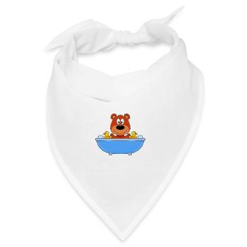 TEDDY - BÄR - BADEWANNE - KINDER - BABYS - Bandana Dreieckstuch - Weiß - Vorne