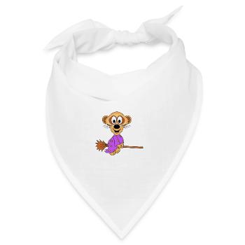 ERDMÄNNCHEN - HEXE - HEXENBESEN - TIERISCH - Bandana Dreieckstuch - Weiß - Vorne