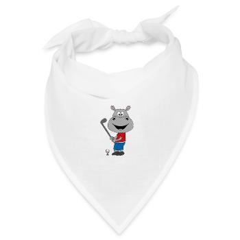 GOLF - GOLFER - GOLFSPIELER - NILPFERD - HIPPO - Bandana Dreieckstuch - Weiß - Vorne