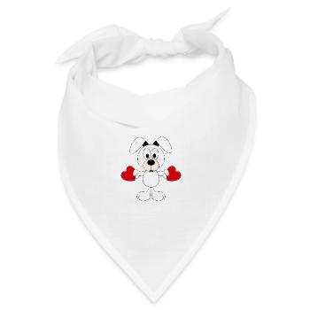 HUND - HERZEN - LIEBE - LOVE - TIERISCH - VERLIEBT - Bandana Dreieckstuch - Weiß - Vorne