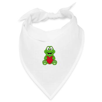 HERZ - LIEBE - LOVE - FROSCH - TIERISCH - VERLIEBT - Bandana Dreieckstuch - Weiß - Vorne