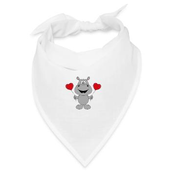 NILPFERD - LUFTBALLONS - LIEBE - TIERISCH - TIER - Bandana Dreieckstuch - Weiß - Vorne