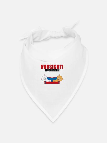 VORSICHT! STUBENTIGER! - KATZEN - SOFA - HAUSKATZE - Bandana Dreieckstuch - Weiß