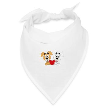 HUNDE - LIEBE - LOVE - TIERISCH - VERLIEBT - Bandana Dreieckstuch - Weiß - Vorne