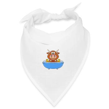 BULLE - STIER - KUH - RINDVIEH - BADEWANNE - BABY - Bandana Dreieckstuch - Weiß - Vorne