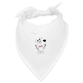 HUND - MALER - KÜNSTLER - KUNST - PINSEL - TIER - Bandana Dreieckstuch - Weiß - Vorne