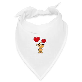 HUND - LIEBE - LUFTBALLONS - LOVE - TIERISCH - Bandana Dreieckstuch - Weiß - Vorne