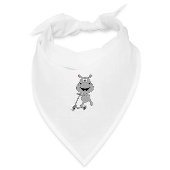 NILPFERD - HIPPO - FLUSSPFERD - ROLLER - TIER - Bandana Dreieckstuch - Weiß - Vorne