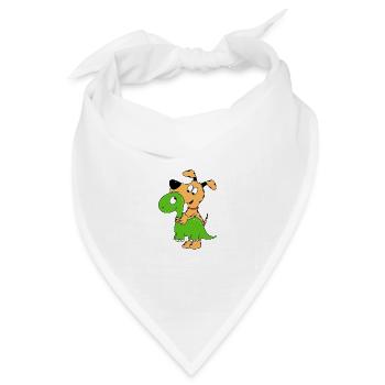 HUND - DINO - DINOSAURIER - TIER - KIND - BABY - Bandana Dreieckstuch - Weiß - Vorne