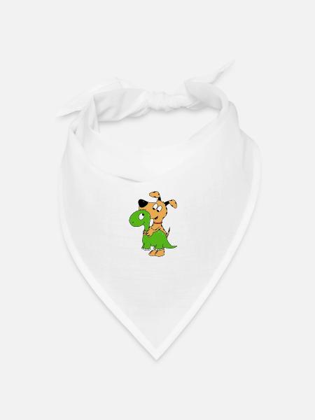 HUND - DINO - DINOSAURIER - TIER - KIND - BABY - Bandana Dreieckstuch - Weiß