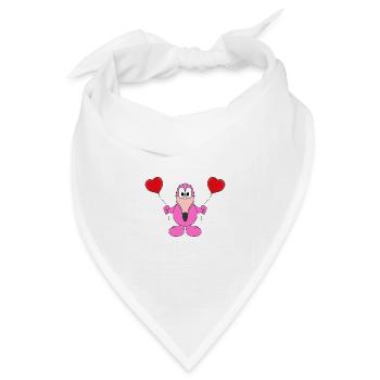 FLAMINGO - LUFTBALLONS - LIEBE - LOVE - TIER - Bandana Dreieckstuch - Weiß - Vorne