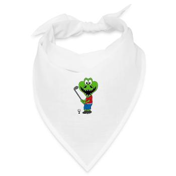 KROKODIL - GOLF - GOLFER - SPORT - TIER - Bandana Dreieckstuch - Weiß - Vorne