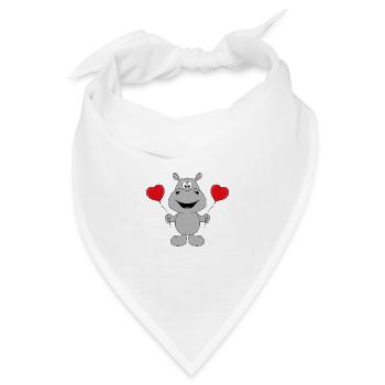 NILPFERD - LIEBE - LUFTBALLONS - TIER - TIERISCH - Bandana Dreieckstuch - Weiß - Vorne