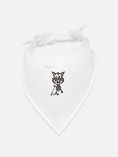 ROLLER - WILDSCHWEIN - TIER - KIND - BABY - FUN - Bandana Dreieckstuch - Weiß