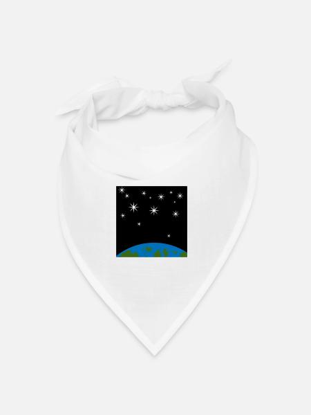 Erde und Sterne - Bandana Dreieckstuch - Weiß