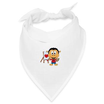 SCHWARZES SCHAF - KUNST - LIEBE - HERZ - MALEN - Bandana Dreieckstuch - Weiß - Vorne